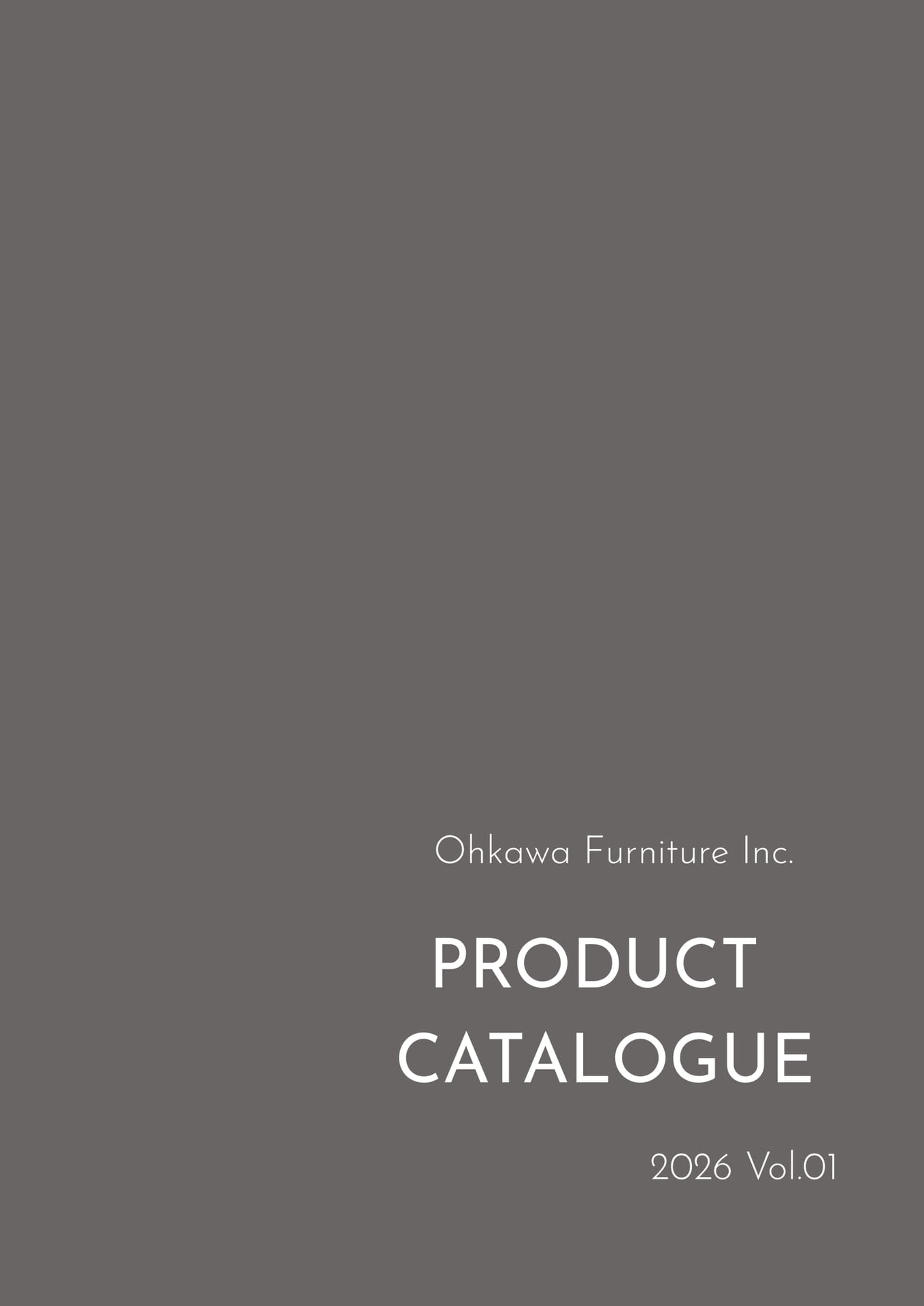 大川家具 PRODUCT CATALOGUE 2026 Vol.01 表紙