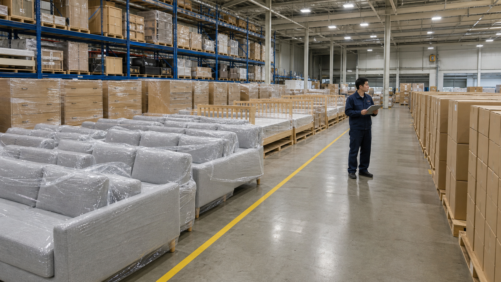 複数物件向け家具を保管・出荷する物流倉庫