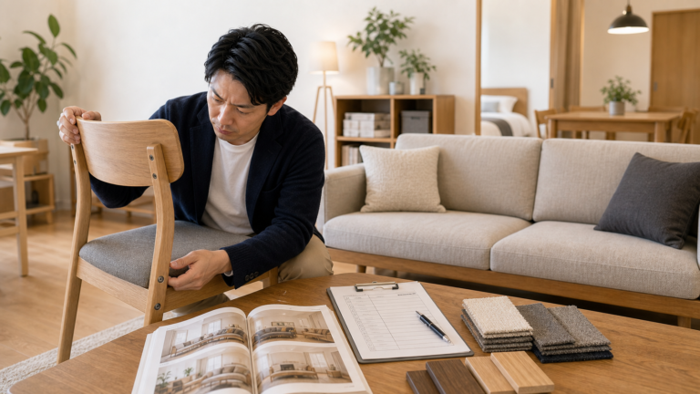 民泊向け家具の耐久性を確認する室内イメージ