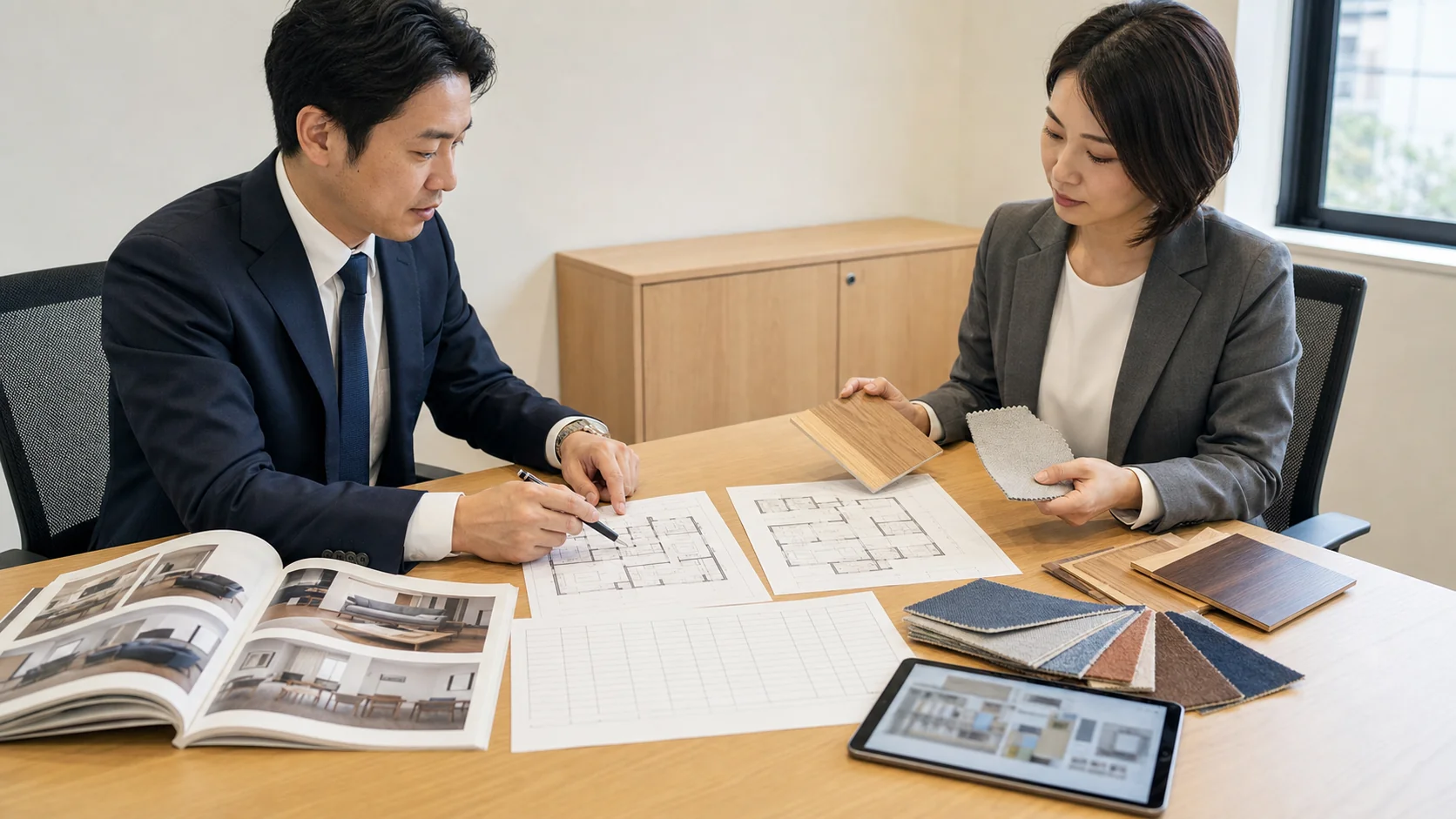 家具調達の相談とカタログ確認